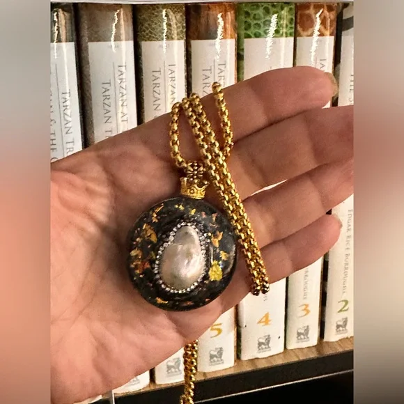 BIWA PEARL  Pendant long Necklace 18K goldfill chain - Picture 10 of 10